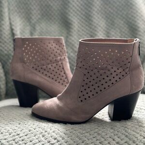 Kaari Blue Karin Grey Perforated Heel Ankle Bootie